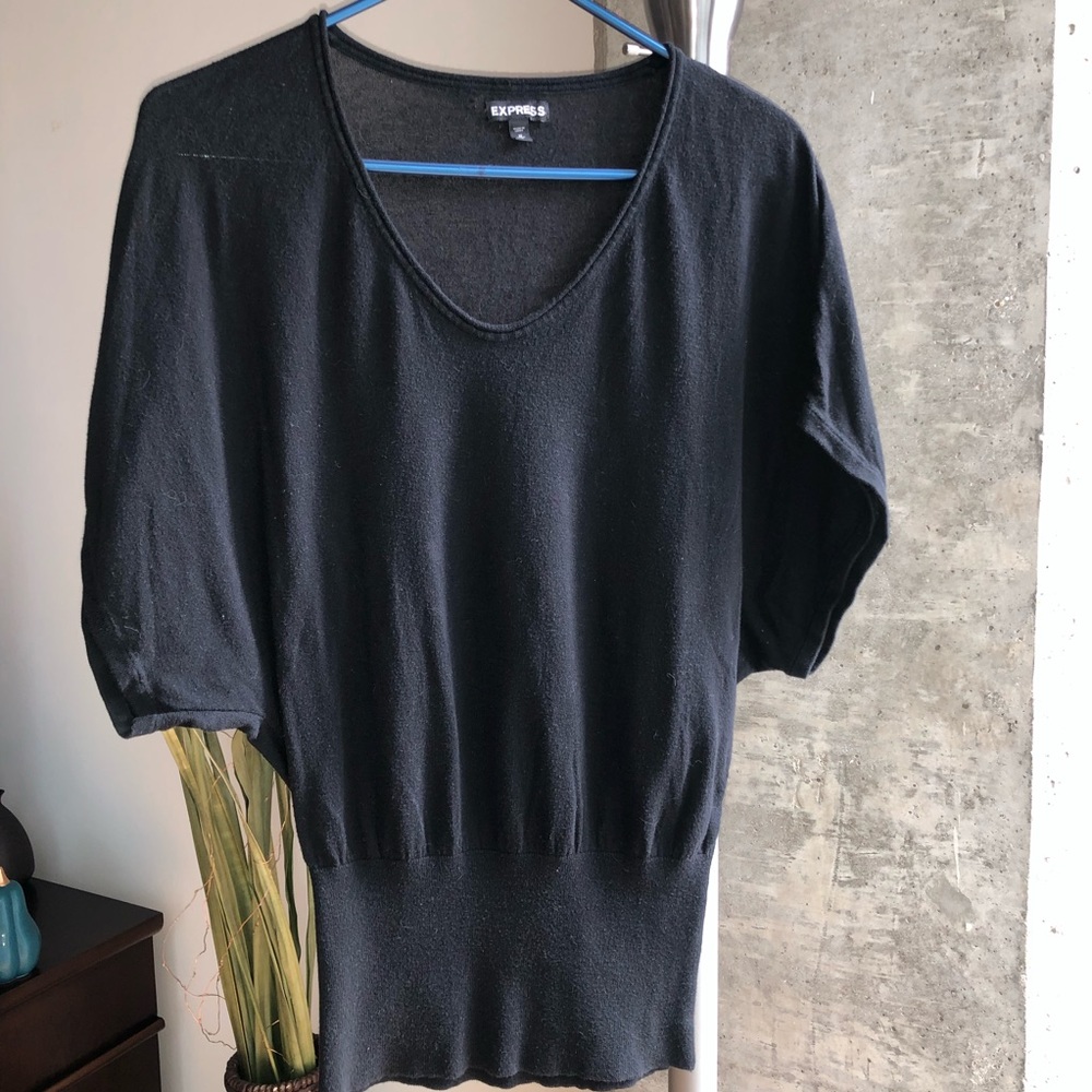 Express Black Sweater, M, Flutter Sleeves